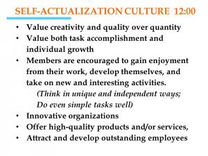 SELF-ACTUALIZATION CULTURE 12:00 Value creativity and quality over ...