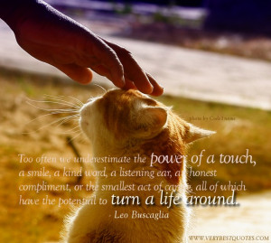 Too often we underestimate the power of a touch, a smile, a kind word ...