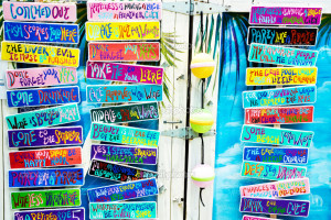 Tropical Signs with Sayings - Stock Image