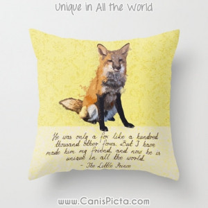 Fox The Little Prince Woodland 16x16 Throw Pillow Cover Quote Yellow ...