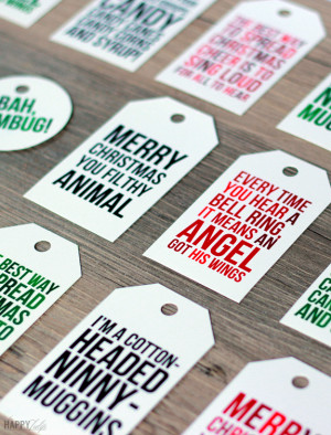 ... movie quotes on these fun printable Christmas tags from Happy Tulip