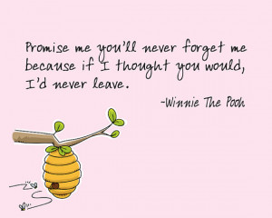 Promise me you'll never forget me -- Winnie the Pooh quote
