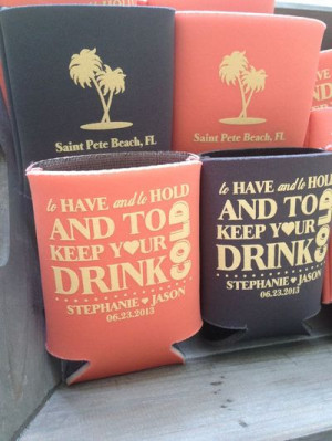 250 Personalized Wedding,FREE SHIPPING- Party Koozies Custom Party ...