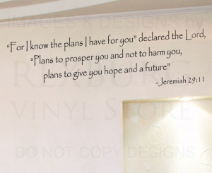 ... Quote Sticker Vinyl Art Removable God's Plans for You Religious R42