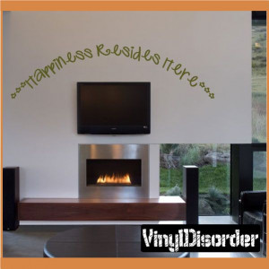 Happiness resides here Wall Quote Mural Decal