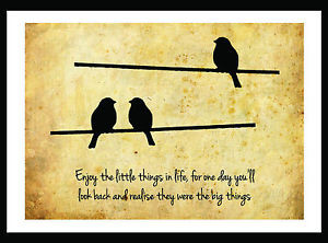 ... Vintage style shabby chic wall art print – bird on wire/life quote