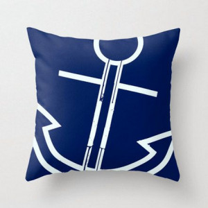 Navy Anchor Throw Pillow Quote Nautical by BrandiFitzgerald, $34.99