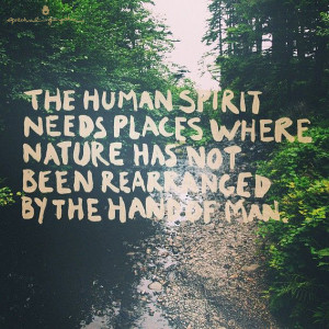 The human spirit needs places where nature has not been rearranged by ...