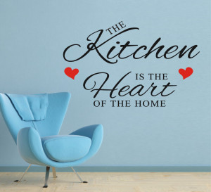 WALL STICKER QUOTE KITCHEN HEART HOME DINING ROOM LARGE WALLPAPER ...