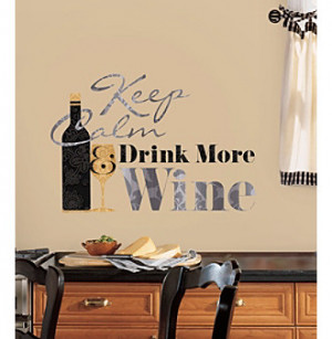 RoomMates Wall Decals Keep Calm and Drink Wine Quote Peel & Stick Wall ...