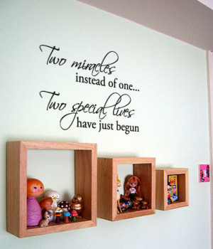 Two Miracles instead of one... Twins baby room decor Vinyl Wall Quote ...