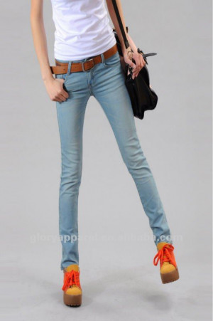 new model light blue jeans for lady