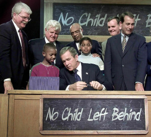 President George W. Bush signs the No Child Left Behind Act on Jan. 8 ...