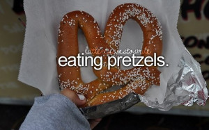 eating pretzels