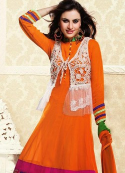 Glorious Off White Resham Work Velvet Party Wear Anarkali Suit 250 x