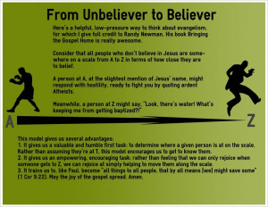 ... Unbeliever to Believer -- An Encouraging Way to Envision Evangelism