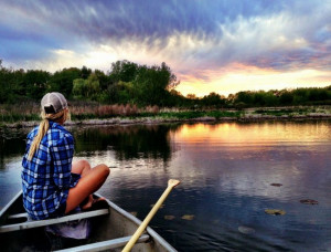 ... the sunset on a boat, fishing in a lake with a beautiful country girl