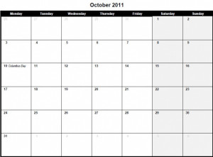 October Calendar Central
