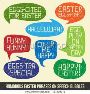 Happy Easter! - set of humorous Easter quotes illustration with hand ...