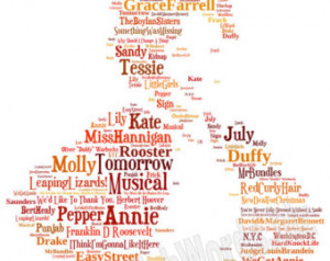 Annie Musical Print - Can be perso nalised. Image made of words ...