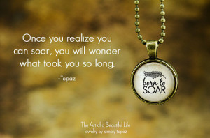 Born to Soar Necklace - Inspirational Quote Jewelry (antique tone)