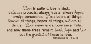 Love is Patient Faith Hope Endures Vinyl Lettering Wall Saying Quote ...