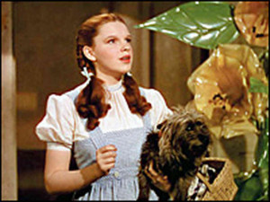 ... Toto follow the Yellow Brick Road in 1939's classic The Wizard of Oz