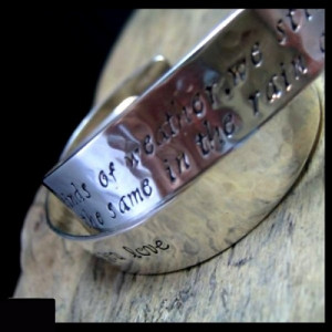 Hand Stamped Custom Quote Hammered Sterling Silver Cuff Bracelet