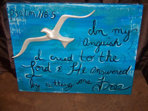 Psalm 118:5 Bible Verse Scripture Blue Painting with Flying Dove ...