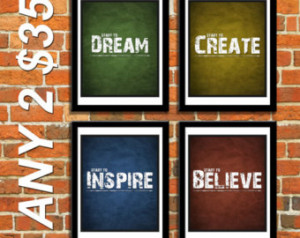 ANY 2 8x10 Dream Create Inspire Bel ieve Inspiration Saying Motivation ...