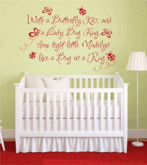 Butterfly Kiss Ladybug Hug Vinyl Wall Decal Baby Nursery Wall Quote ...
