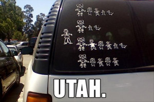 mormons funny car stickers, utah