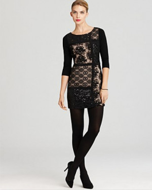 Plenty By Tracy Reese Quotation Dress Patchwork Lace Shift in Black ...