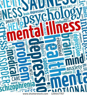 Mental illness in word collage - stock photo