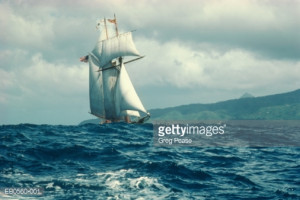 High-Res Stock Photography: Sailboat in rough seas St Lucia Carribean