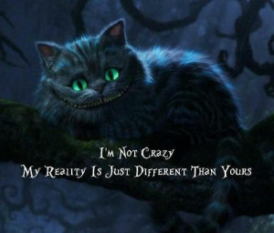 alice and wonderland, cat, crazy, creepy, eyes, grunge, quotes, scary