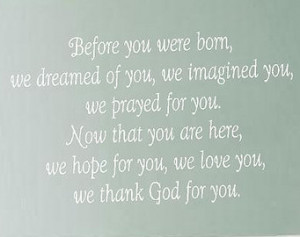 Born We Dreamed of You Wall Decal - Baby Nursery Girl Boy Poem Quote ...