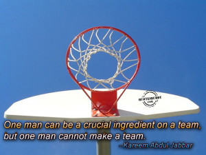 ... on a team but one man cannot make a team kareem abdul jabbar