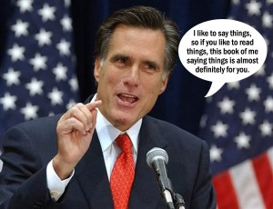 image of Mitt Romney standing in front of flags, pointing his finger ...