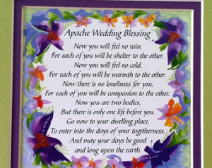 APACHE WEDDING BLESSING 8x8 Inspira tional Quote Bride Groom Family ...