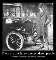 people who have defeated. Henry Ford beside the car Ford T.