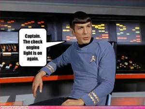 Spock checks the console – again.