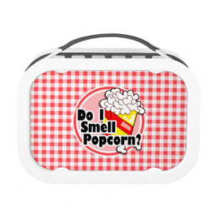 Funny Popcorn; Red and White Gingham Lunch Box