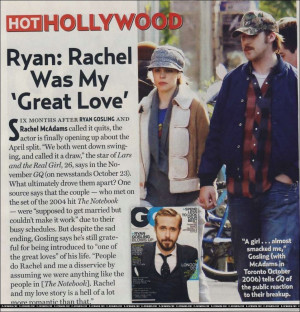 Rachel McAdams & Ryan Gosling US Weekly Mag Scan