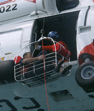 Coast Guard crewmembers rescue Nick Schuyler.