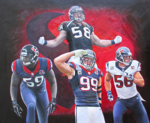 My Latest Texans Oil Painting of The Linebacking Core!