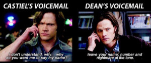 Voicemail messages - Supernatural Funny. Sam's completely unamused ...