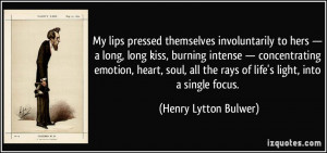 long, long kiss, burning intense — concentrating emotion, heart ...