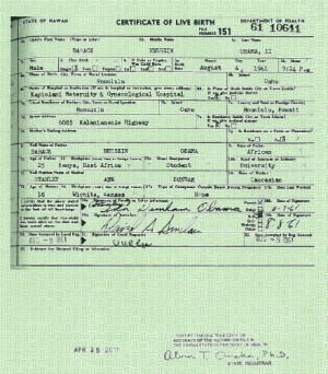 barack hussein obama birth certificate