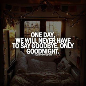 One Day, We Will Never Have To Say Goodbye, Only Goodnight.